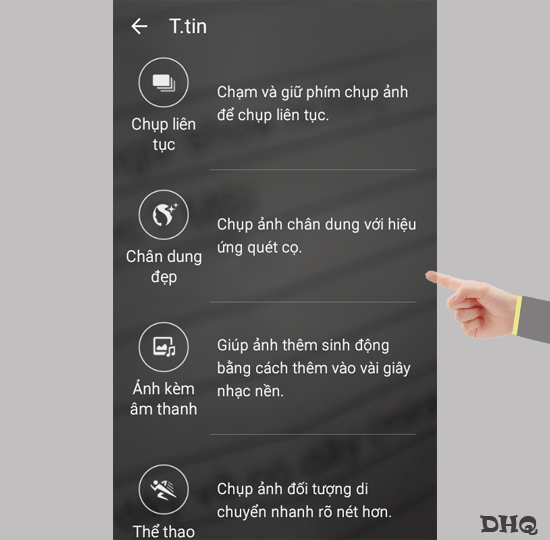 Thông tin chế độ chụp